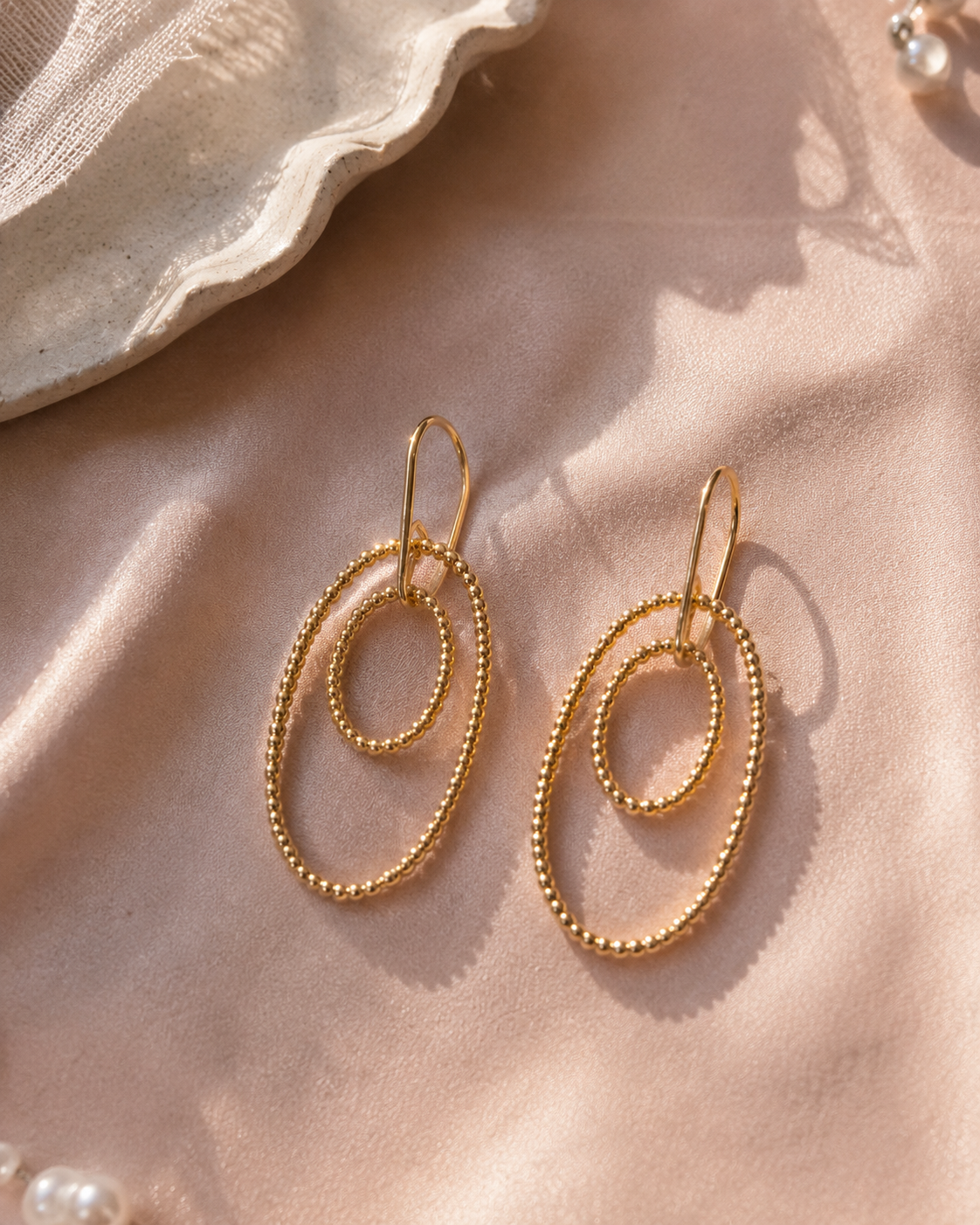 Double Oval Drop Earrings