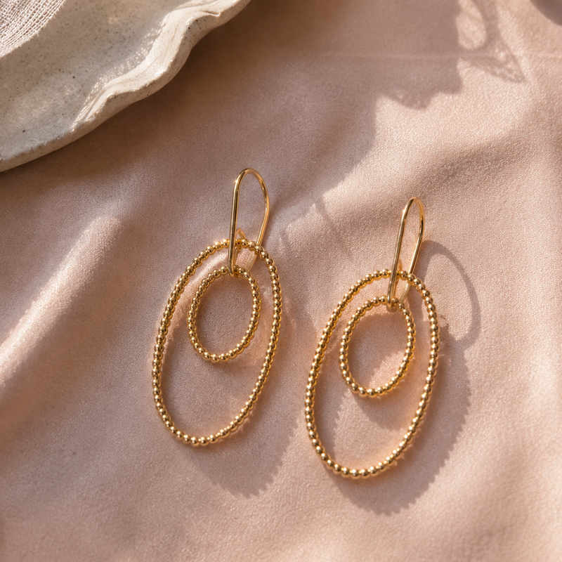 Double Oval Drop Earrings