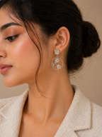 Floral Filigree Hoop Drop Earrings
