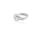 Designs & You Silver-Plated American Diamond Studded Crushed Ice Cut Twisted Finger Ring