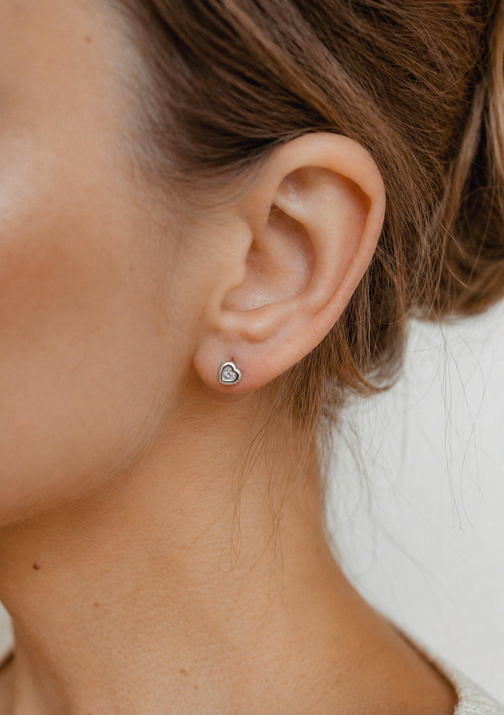 Classic 925 Silver Heart Stud Earrings