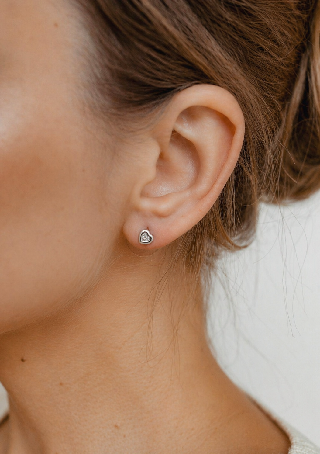 Classic 925 Silver Heart Stud Earrings