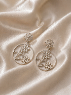 Floral Filigree Hoop Drop Earrings