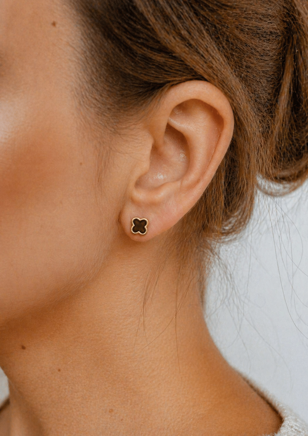 Black Clover Gold Stud Earrings