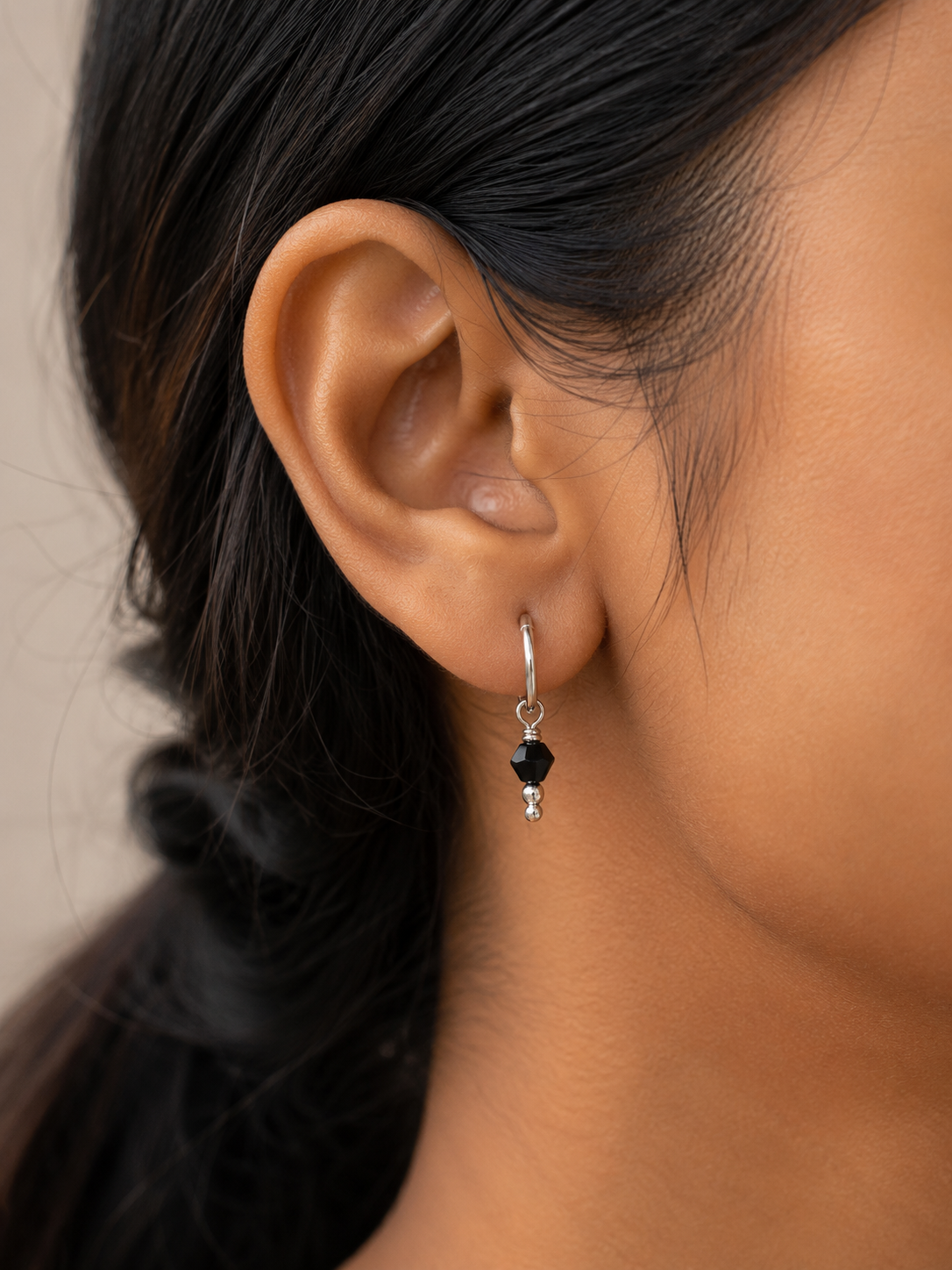 Minimal Silver Charm Hoop Earrings