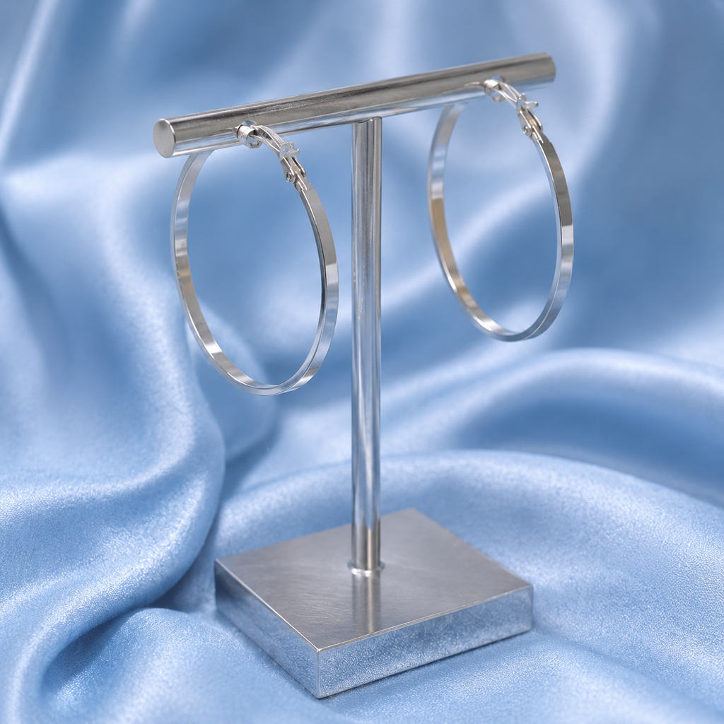 Thin Silver Hoop Earrings