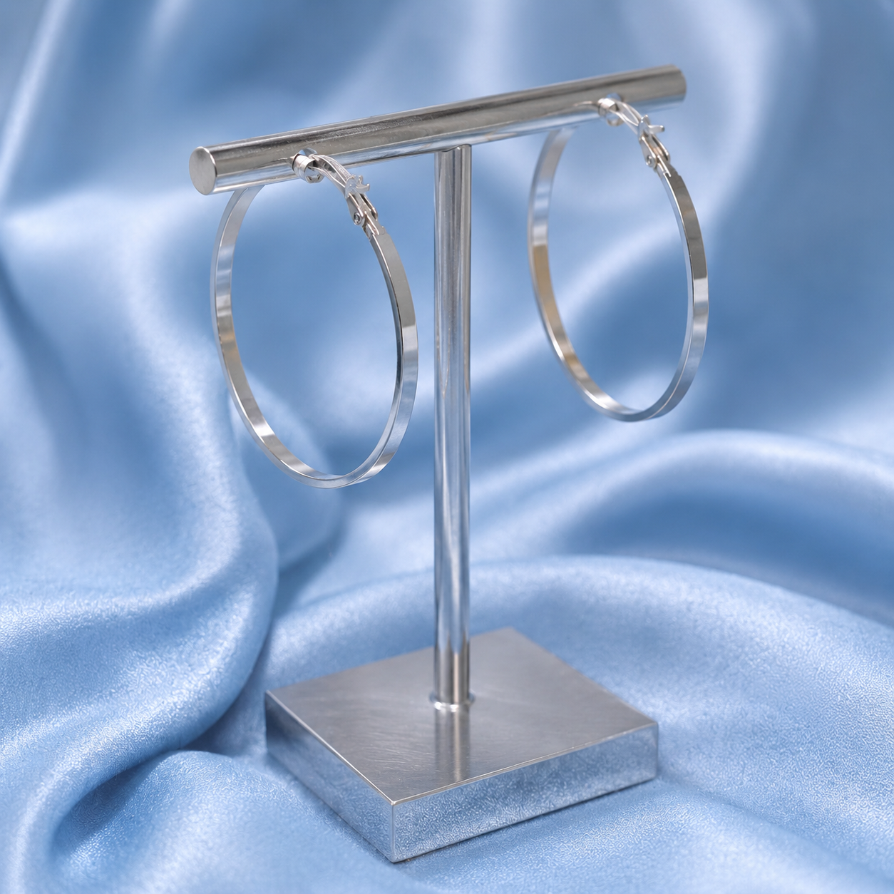 Thin Silver Hoop Earrings