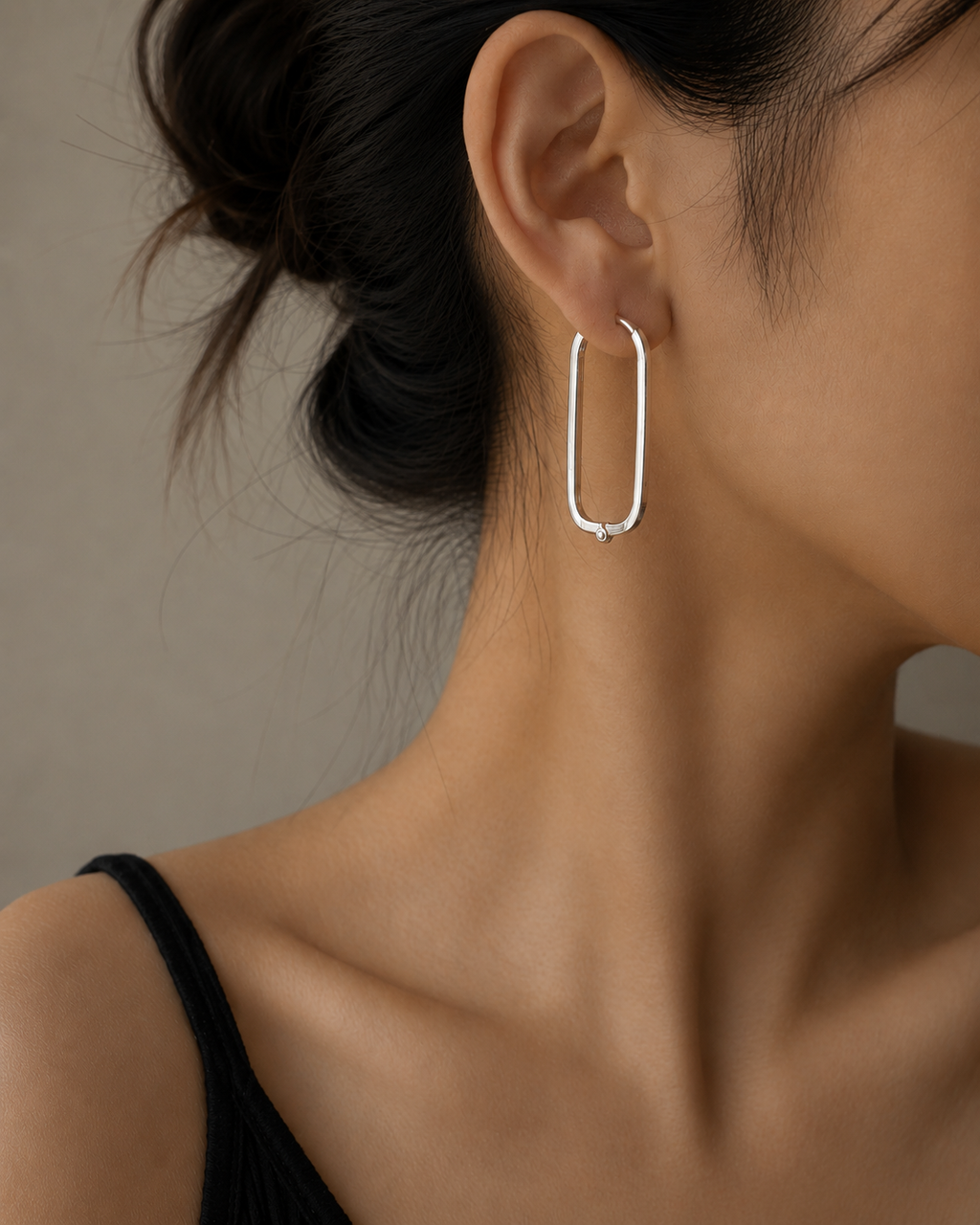 Sleek Silver Rectangle Hoop Earrings