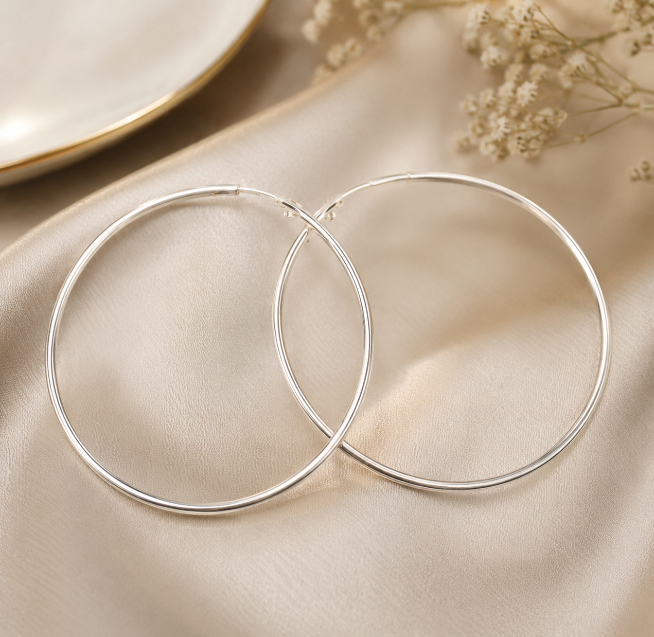Oversized Silver Hoop Earrings