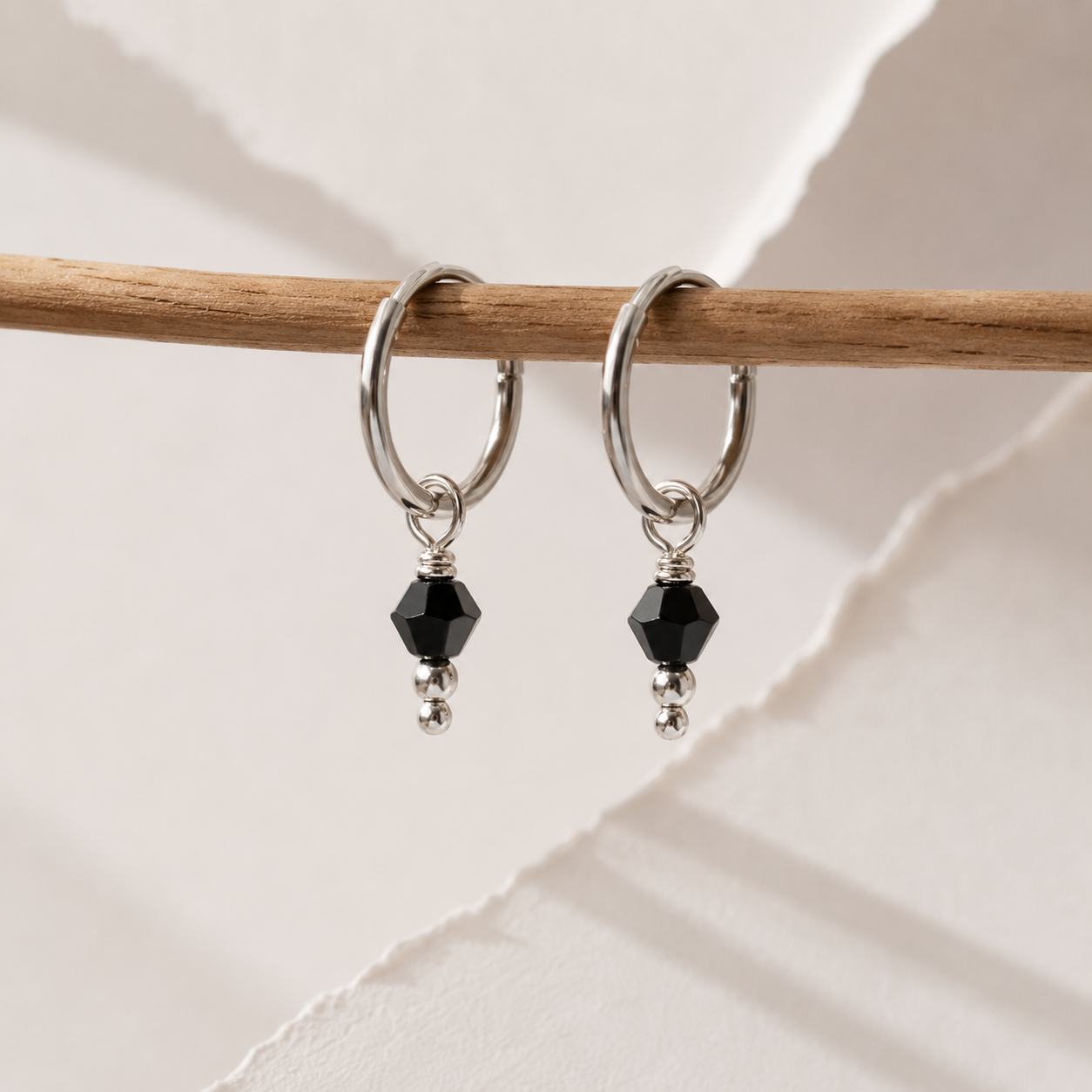 Minimal Silver Charm Hoop Earrings