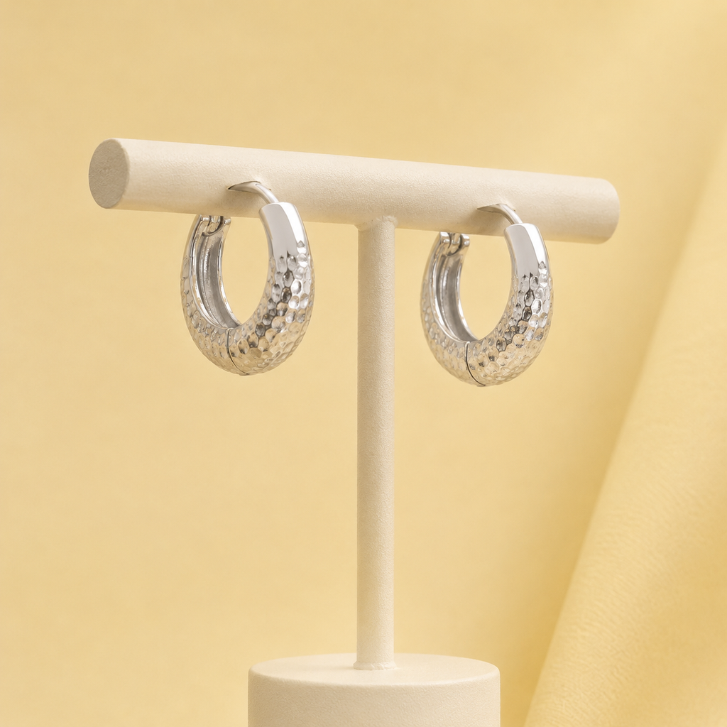 Twisted Silver Hoop Earrings