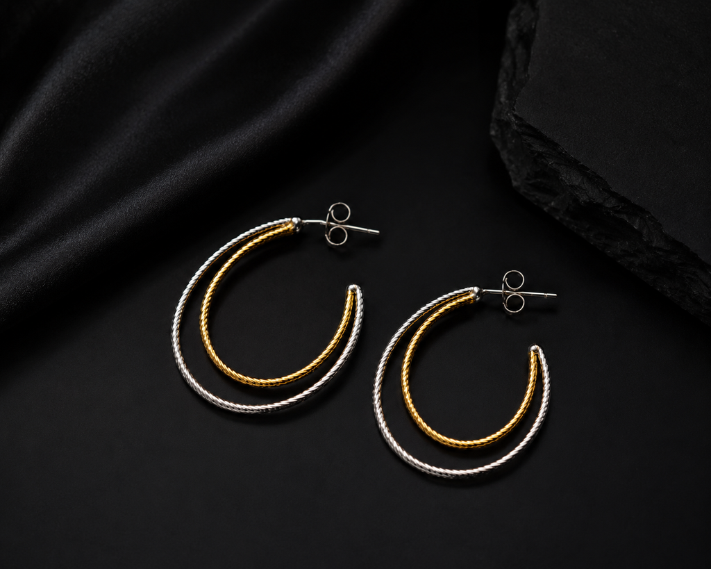 Double Layer Gold Hoop Earrings