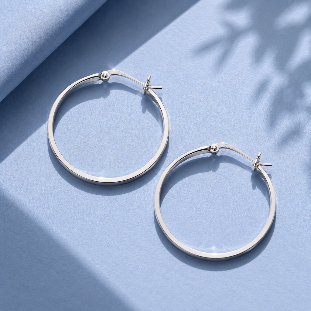 Thin Silver Hoop Earrings