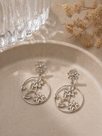 Floral Filigree Hoop Drop Earrings