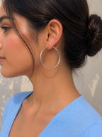 Thin Silver Hoop Earrings