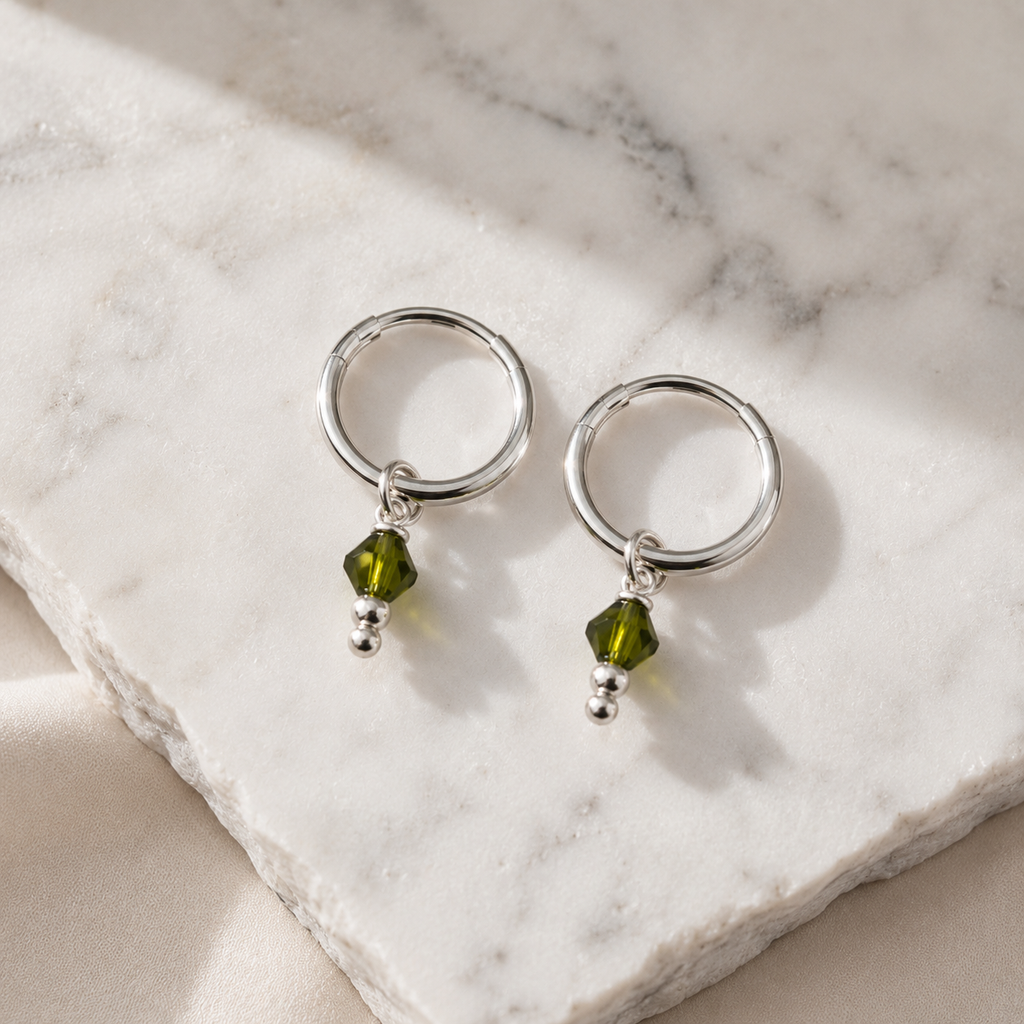 Crystal Charm Circle Earrings