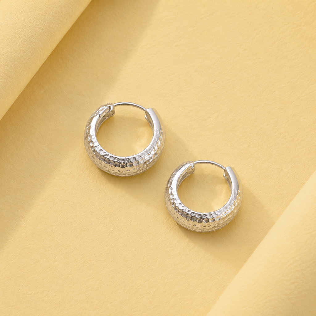 Twisted Silver Hoop Earrings