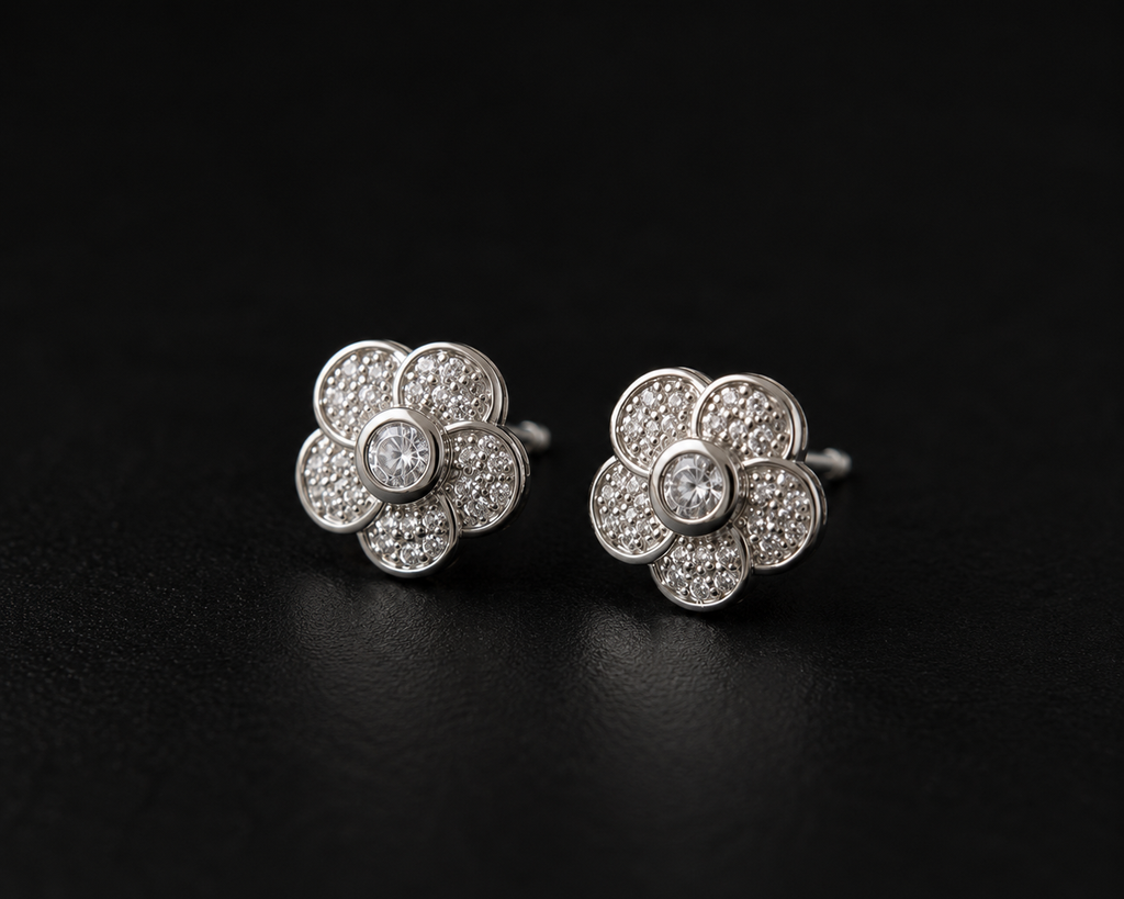 Floral Crystal Stud Earrings