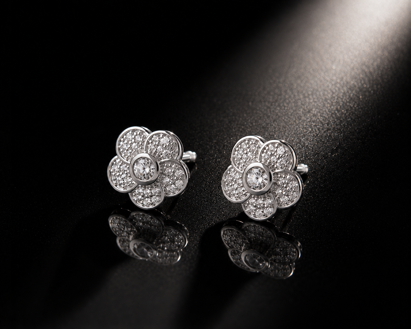 Floral Crystal Stud Earrings