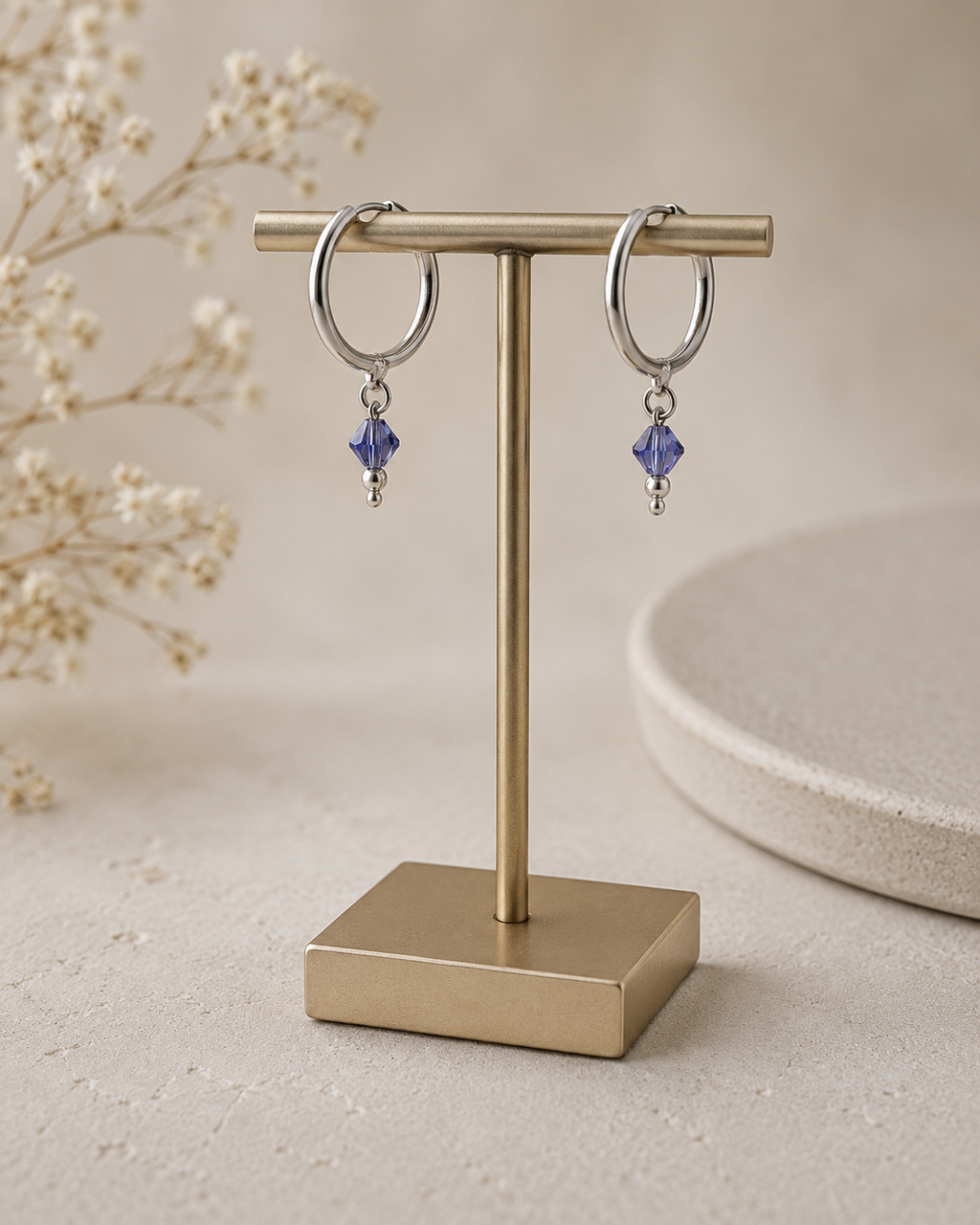 Crystal Drop Hoop Earrings