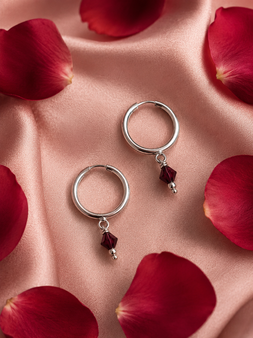 Purple Crystal Hoop Earrings