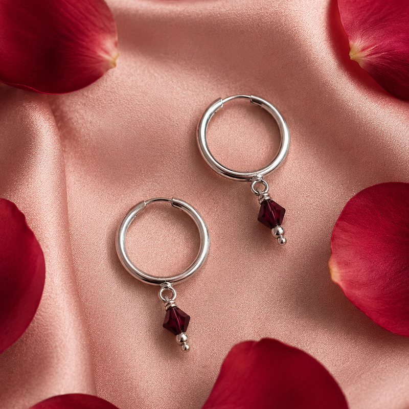Purple Crystal Hoop Earrings