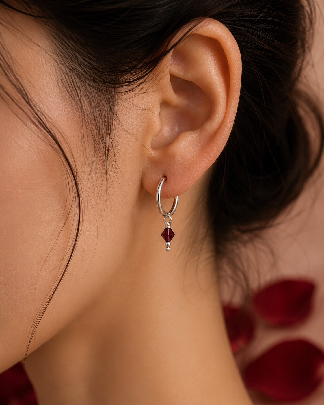 Purple Crystal Hoop Earrings