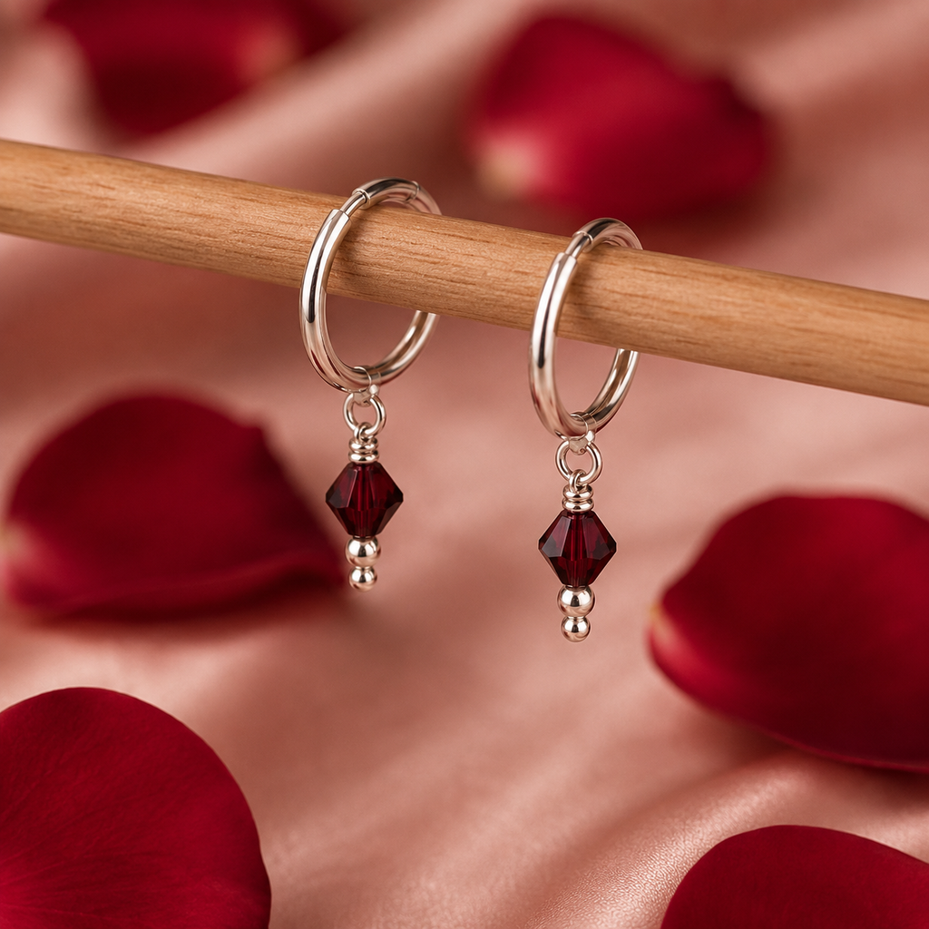 Purple Crystal Hoop Earrings