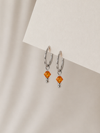 Minimal Crystal Charm Hoop Earrings