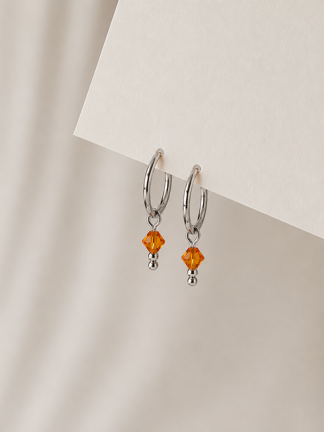 Minimal Crystal Charm Hoop Earrings