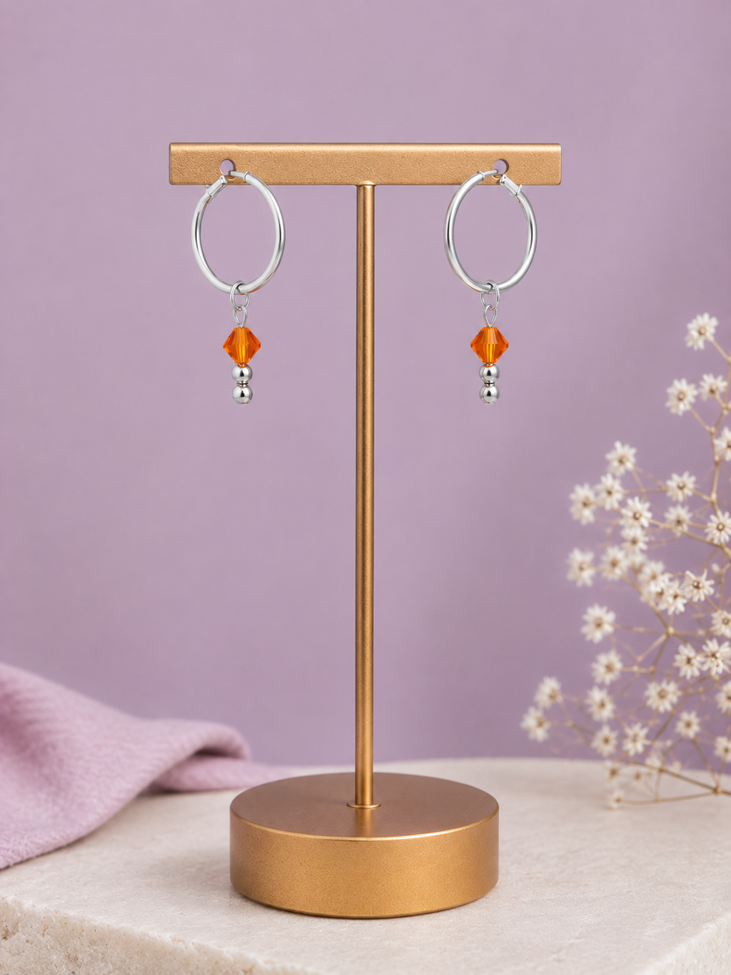 Beaded Charm Hoop Earrings