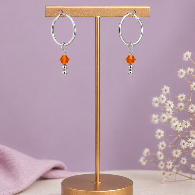 Beaded Charm Hoop Earrings