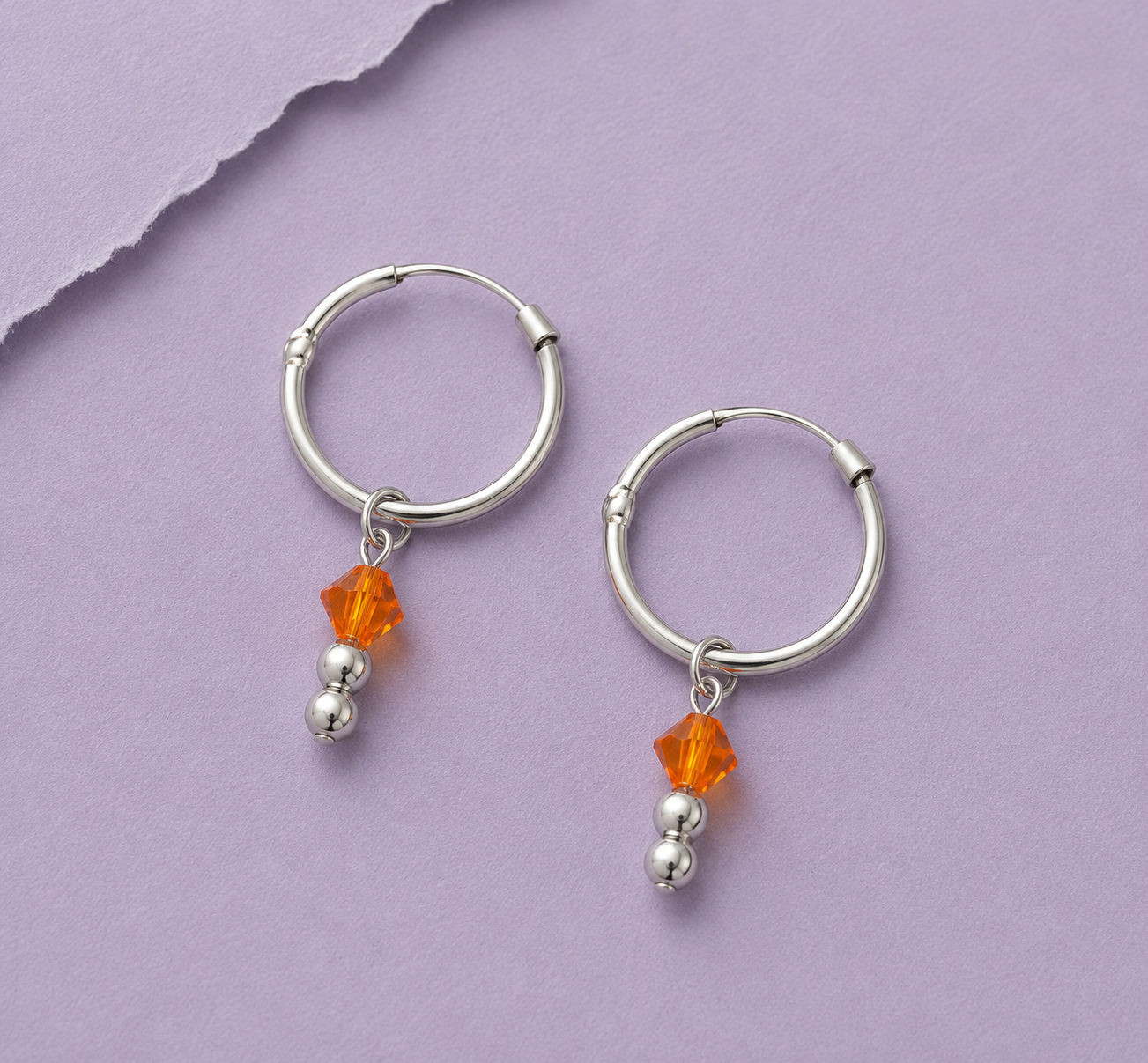 Beaded Charm Hoop Earrings