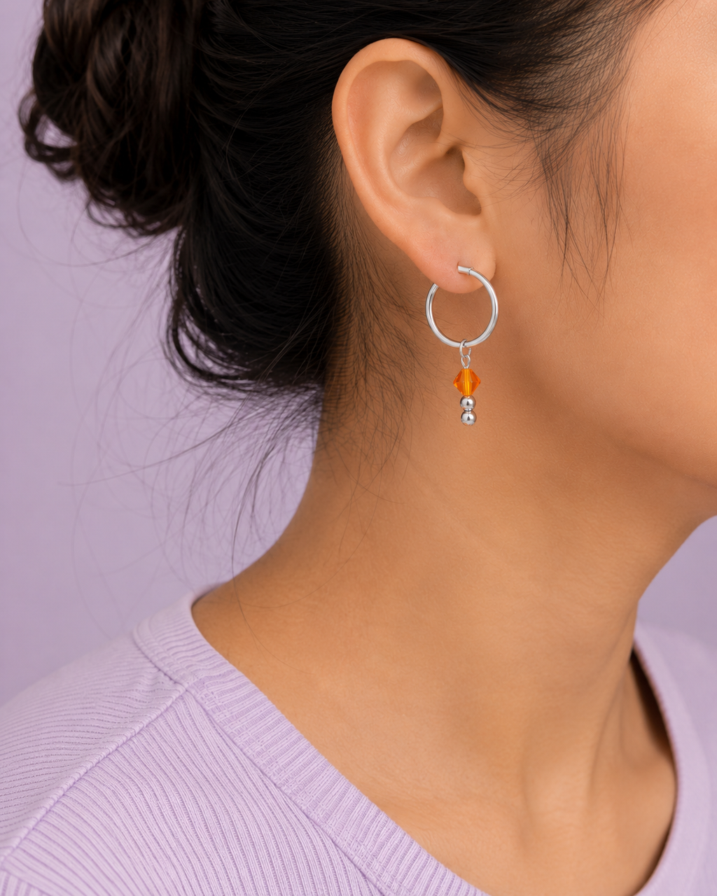 Beaded Charm Hoop Earrings