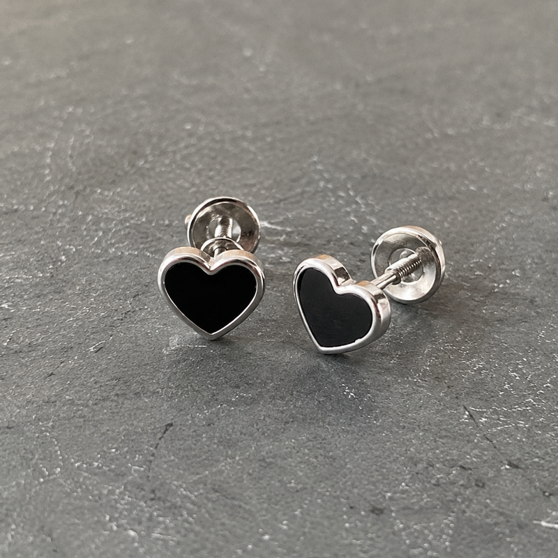 Sterling Silver Heart Stud Earrings