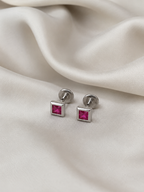 Minimal Square Stone Stud Earrings