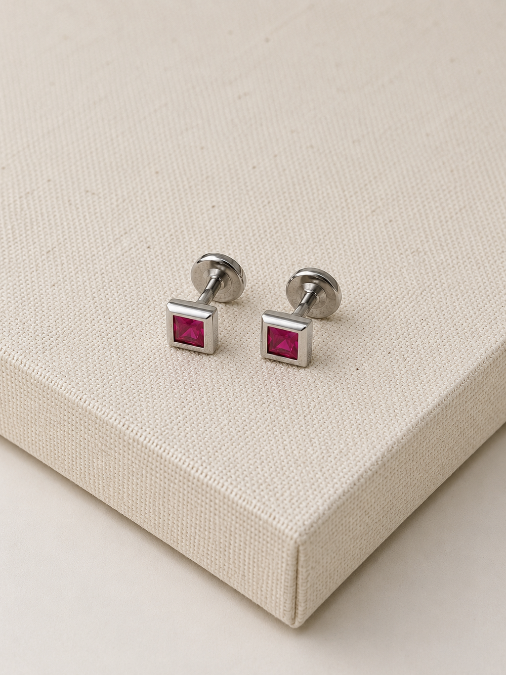 Minimal Square Stone Stud Earrings