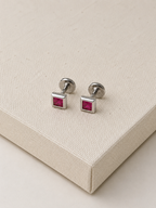 Minimal Square Stone Stud Earrings