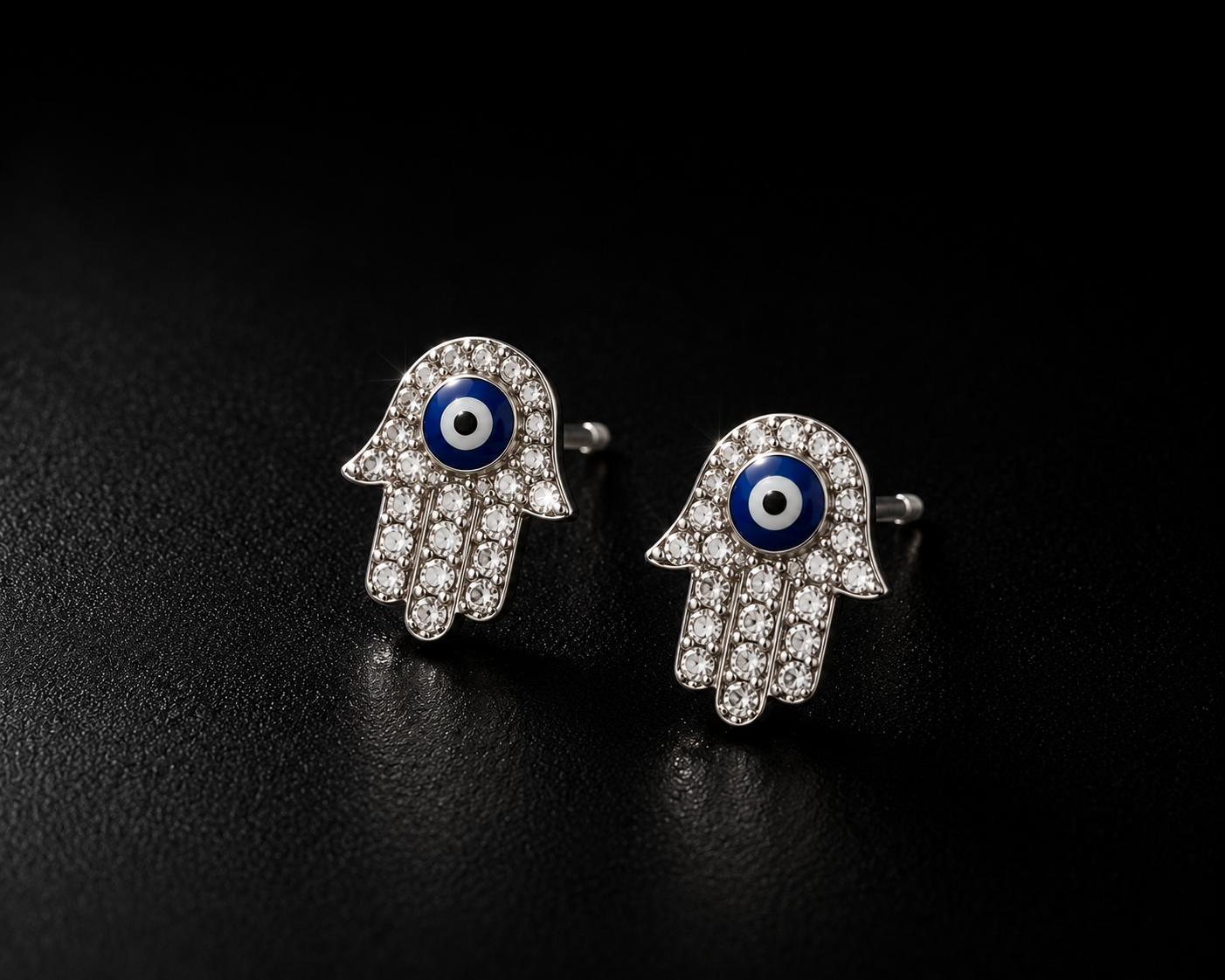 Evil Eye Hand Stud Earrings