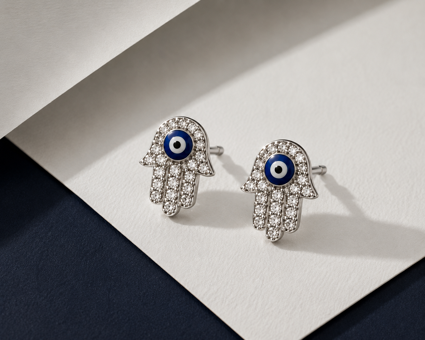 Evil Eye Hand Stud Earrings