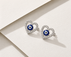 Heart Evil Eye Stud Earrings