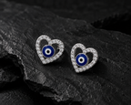 Heart Evil Eye Stud Earrings