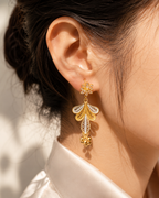 Gold Floral Drop Earrings