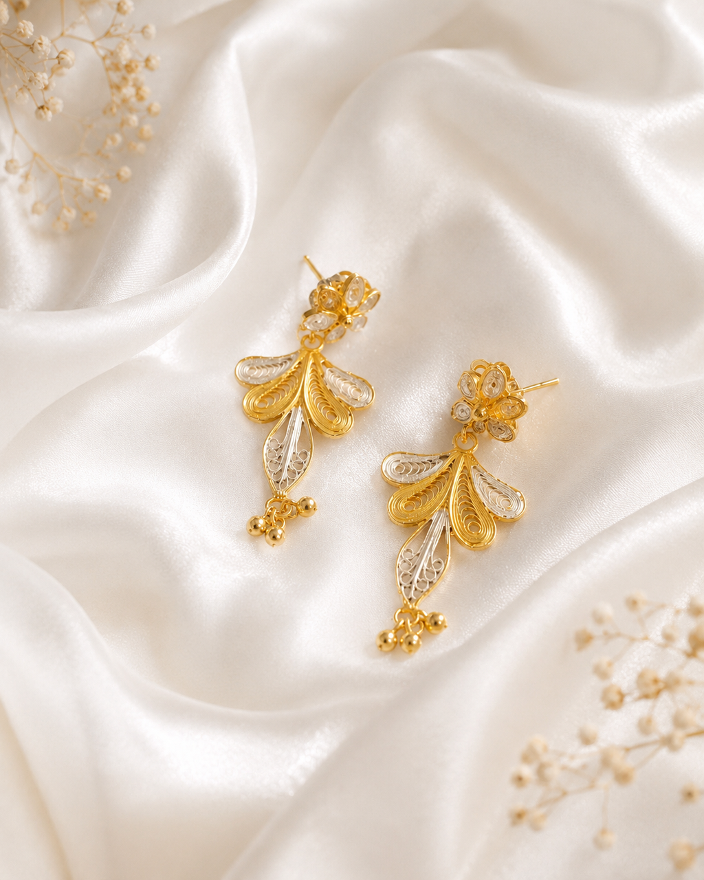Gold Floral Drop Earrings