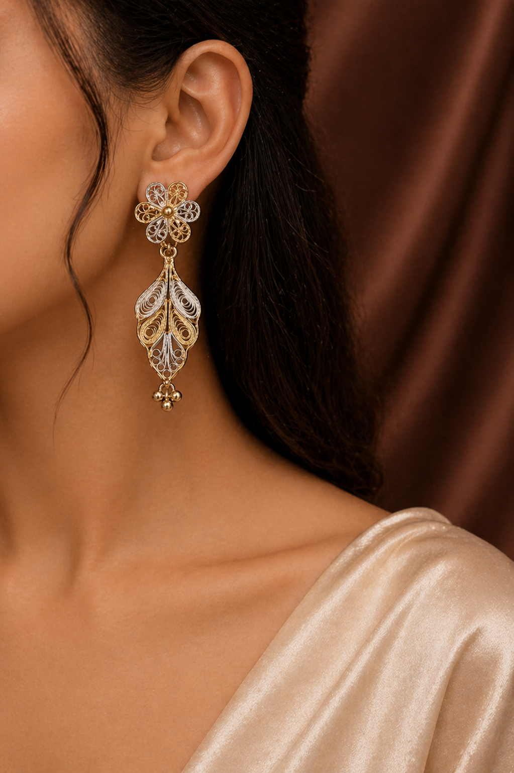 Gold Floral Filigree Earrings