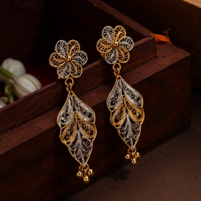 Gold Floral Filigree Earrings