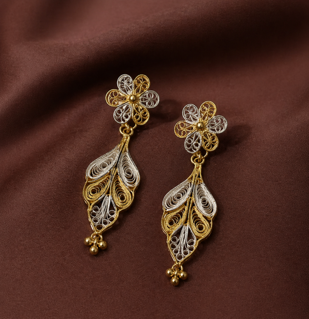 Gold Floral Filigree Earrings