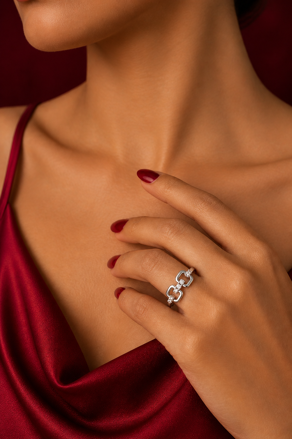 Triple Stone Adjustable Ring
