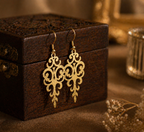 Antique Gold Filigree Dangle Earrings