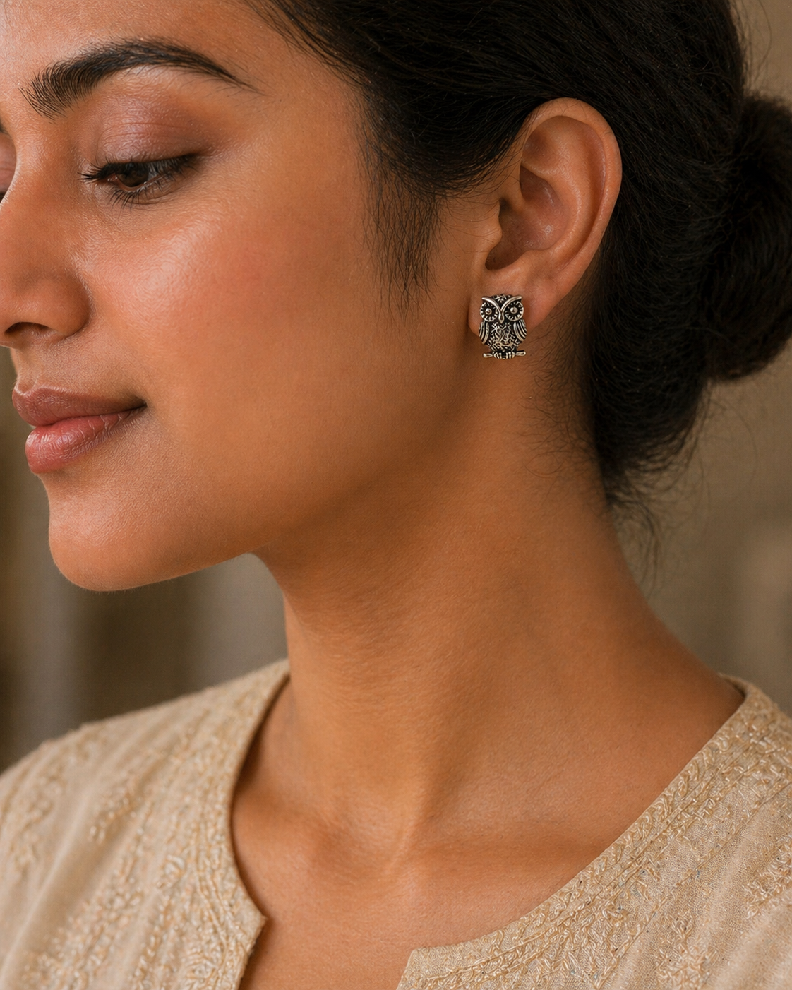 Antique Owl Stud Earrings